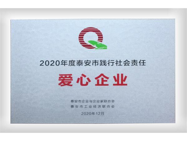 2020年泰安市踐行社會責任“愛心企業”